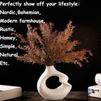 Modern White vase Set of 2,Pampas Grass Ceramic vases for Wedding Party,Aesthetic Flower Vase for Home Decor,Kitchen Tables,Living Room,Bedroom,Console,Wooden Shelf,Office,Coffee Decoration(2 Pcs)