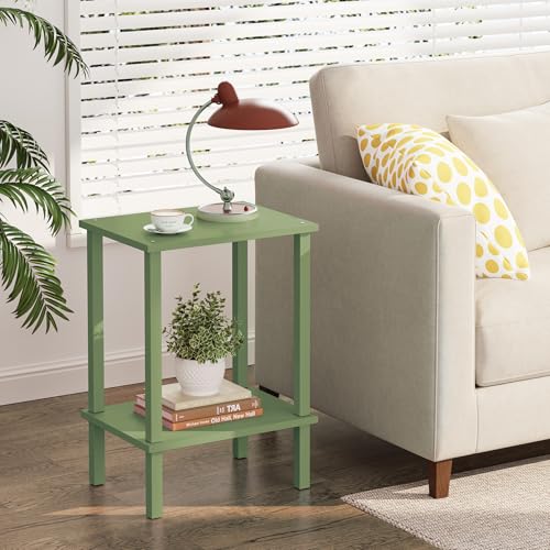 TUTOTAK End Table, Side Table, Nightstand, 2-Tier Storage Shelf, Sofa Side Table for Small Space, Living Room, Bed Room Olive Green TB01BOG034 - color: Olive Green