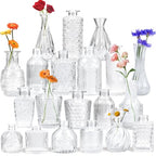 Yirilan Bud Vases Set of 20 PCS, Flower Vases for Table Centerpieces, Mini Vases for Single Stem Flowers, Glass Vases for Centerpieces, Wedding & Home Decor, Clear - size: 20 pcs