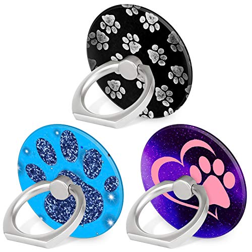 Bonoma Phone Ring Stand, 3 Pack Dog Paws 360 Degree Rotation Finger Grip Stand Holder Compatible with Smartphones and Tablets - color: Dog Paws