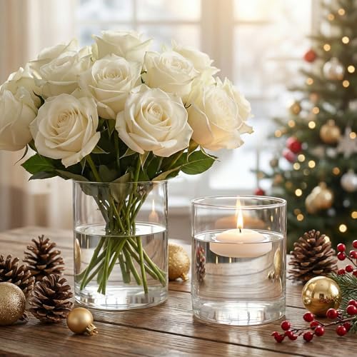 16 Pcs Glass Cylinder Bud Vases for Centerpieces, Birthday Party Wedding Centerpiece Table Decorations, 4 Inch Small Cylinder Living Bud Vases in Bulk for Flowers Pillar Candles Floating Candles - size: 4*3.2*3.2inch