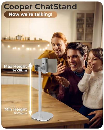 COOPER ChatStand, Adjustable Cell Phone Stand for Desk, Phone Stand for Recording, iPhone Holder for Filming, Small Tripod for iPhone, Fits Samsung, Android Smartphones, (Frost White) - color: B - Frost White