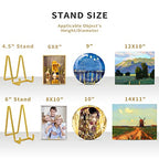 IPAME 6 Inch Metal Square Wire Plate Stands for Display - Gold 2 Pack Holder Stand + Picture Frame Easel for Book, Decorative Plaque, Photo, Platter - size: 6 Inch