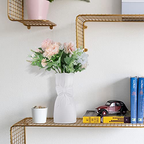 Frosted Porcelain Floral Handmade Vases,Frosted Ceramic vases,Geometric Ceramic Flower Vase for Modern Home Decoration and high-end Wedding,Matte Frosted Texture Bud Flower Vase (Bowknot Vase) - color: Bowknot Vase