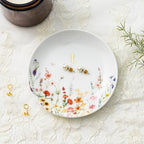 Crisky Initial Jewelry Tray Ring Dish & Gift Box, Ceramic Flower Trinket Dish for Rings Earrings Necklaces Keys, Bridal Shower Engagement Birthday Gift for Women, Friends 4.57" (Gold Foil T - style: Initial T