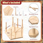 Qunclay Baseball Wooden Ring Holder 10 Inches Multi-Bar Stacked Storage Championship Softball Ring Display Stand Sports Baseball Jewelry Holder Birthday Gifts for Sports Fans Grandpa Dad