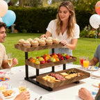 Serving Tray for Party, 3 Tier Cupcake Stand Tiered Tray Stand Large Serving Platter for Serving Food Dessert Table Display Set Reusable Trays for Candy, Veggie, Fruit, Snack - size: 15.8" x 12" x 11.8"