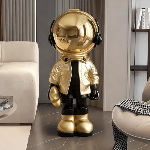 Astronaut Sculpture, Large Spaceman Statue for Home Decor, Living Room, Office, Bedroom, and Retail Spaces, Unique Space-Themed Home Accent. - color: Dark Gold
