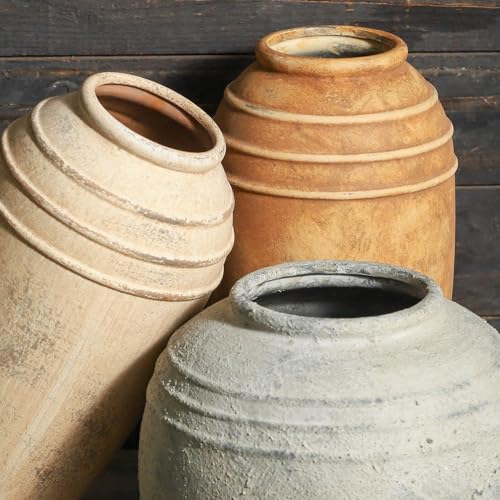 Ceramic Flower Vase, 8.66 inch Tall Round Rustic Farmhouse Decorative Vase for Home Decor, Living Room Entryway Table Centerpiece Decor - color: 101-8.6in