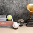 JUXYES Wooden Sphere Holder Display Stand, 3 Pack Small Wood Crystal Ball Stand, Simple Round Display Easel Stands for Crystal Balls, Baseball, Tennis Ball, Stones, Gemstones, Collections, 45mm - color: Brown, size: 1.7" - 3 PCS
