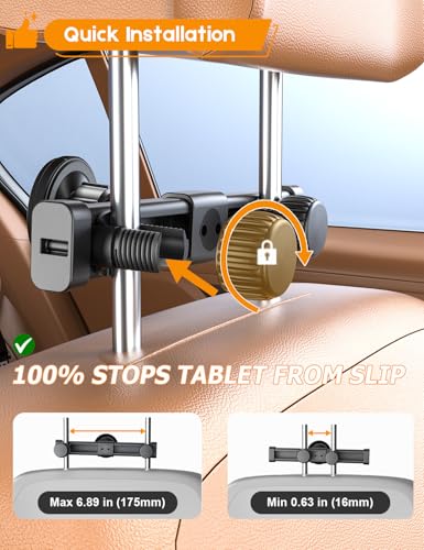 OHLPRO Tablet Holder for Car Headrest,Magnetic Tablet Mount for Car Backseat,Gifts Road Trip Essentials for Kids,Fits for 5-13" Device Like iPad Pro, Air, Mini, Galaxy, Fire (2 Pack)