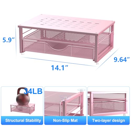 gianotter Computer Monitor Stand Riser, office organizer with Drawer, Office Organizers Storage for Classroom Office Supplies (Pink) - color: Pink