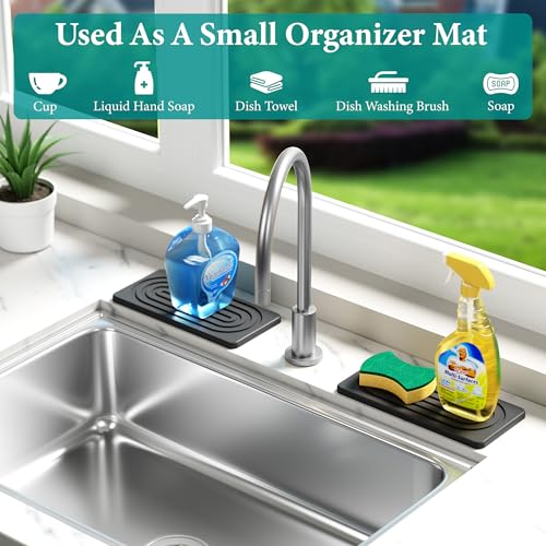 Water Absorbing Stone Tray, Quick Drying Diatomite Bathroom Tray Countertop, Stone Drying Mat for Kitchen Counter, Soap Dish Dispenser Vanity Organizer, Dark Grey-A-8.3" x 4" - color: Dark Grey a