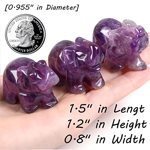 QINJIEJIE 5PCS Elephant Decor Amethyst Statue Crystals Rose Quartz Green Aventurine Opal Tiger Eye Cute Desk Stones Decoration Room Office Decor Statue Pocket Spiritual Gem Gifts for Women 1.5" - color: Amethyst+rose Quartz+green Aventurine+opal+tiger Eye