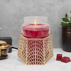 3 Wick Candle Holder, Shell Design Candle Jar Holder for 4-Inch Diameter Jars (5.25" D x 3.5" H) (Rose Gold) - color: Rose Gold