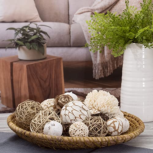 ANDALUCA Large Decorative Balls Bowl Filler Decor Orbs White & Cream (Natural White) - color: Natural White