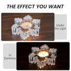 Snowflake Tealight Holders Set of 4 – Clear Glass Votive Candle Holders for Table Decor, Winter Wedding Centerpiece, Christmas Party Supplies