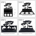 2Pcs Silhouettes Giraffe and Elephant Candle Holder, Tea Light Holder, Black Metal Candlestick for Home Decor - size: 2pcs