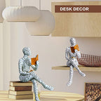 Reading Lady Statue, Lady Statue Decorative Female Figurine Thinker Statue Aesthetic Sculpture Room Decor, Bookshelf Desk Home Living Room Bedroom Decor Modern Abstract Decor (C) - style: C