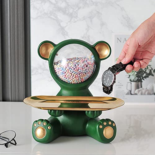 Furnishing Crafts Home Decoration Bear Small Objects Storage Tray Resin Luxury Decoration Home Creative Gifts Living Room Sculpture (Color : Colour) - color: Colour