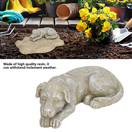 Hapivida Dog Garden Statue, 5.5in Mini Puppy Garden Memorial Stone Sleeping Dog Statue Decor Outdoor Resin Realistics Sculptures Gift Brown - size: Brown Dog