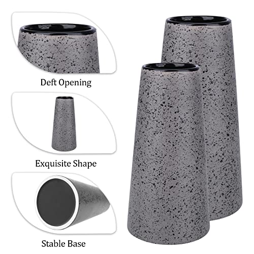 Bdor Ceramic Vase Set of 2, Modern Farmhouse Home Decor, Grey Vase with Polka Dots, Perfect for Dining, Living, Bathroom & Kitchen - color: Gray