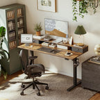 Agilestic 48 x 24 Inches Electric Standing Desk with 2 Storage Drawers, Adjustable Height Sit and Stand Computer Table with Splice Board, Rustic Brown - color: Rustic Brown, size: 48 x 24 Inches with 2 drawers