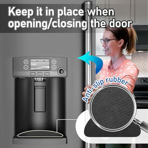 LOPNUR Refrigerator Drip Tray Catcher 2 Pack - 8.3x3.7 Cuttable Refrigerator Mats Hide Stains, Fridge Ice Water Dispenser Absorbent Mat for Samsung Whirlpool GE, Fridge Drip Pad (Semi Circle, Black) - color: Black, size: Semi Circle - 8.3"x3.7"