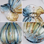 Blown Gradient Glass Art Vase - Transparent, Unique, Modern Art - Wide Mouth for Living Room, Wedding, Dining Table, Office Center Table Display Flower - color: D-qd