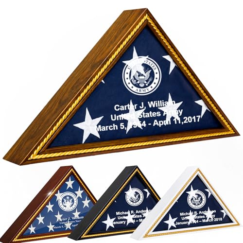 Officially Licensed U.S. Army Flag Display Case – Solid Wood Military Flag Case with Personalized Engraving – Veteran, Memorial & Retirement Gift – Fits 5’ x 9.5’ Folded Flag (Rustic Brown) - color: Rustic Brown