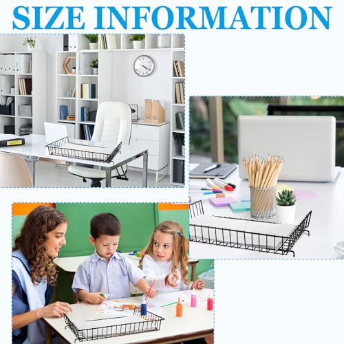 Hicarer 4 Pcs Metal Paper Tray 11 x 17 Inch Iron Wire Grid Desk File Document Letter Tray 11 x 17 Paper Desk Organizer Wide Entry Basket for Office Home (Black)