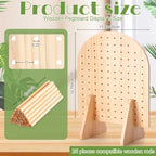 Colingmill 1 Set Keychain Display Stand Wooden Pegboard Display Stand with 25 Pcs Dowel Rods Oval Bracelet Organizer Holder for Jewelry, Craft Shows, Necklace, Selling, 15.75" x 11.81" (Wood) - color: Wood