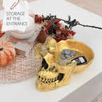Mrlikale Skull Glasses Stand Holder, Creative Eyeglasses Holder, Sunglasses Spectacle Display Rack, Key Holder Resin Sculptures for Entryway, Home, Office, Desk, Nightstand (Gold) - color: Gold