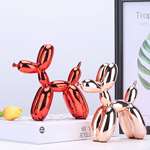 Balloon Dog Sculpture Modern Home Decor Collectible Figurines Funky Statues for Bedroom Trendy Animal Decor for Coffee Table Living Room Decor - color: Pink, size: 3.9*3.9*1.5inch