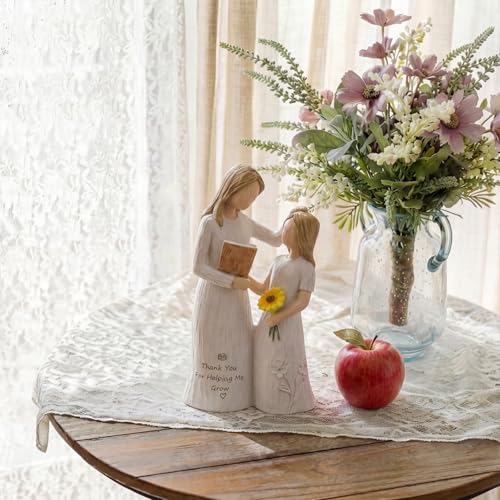 Teacher Gifts for Women, Teacher Appreciation Gifts, Gift for Teachers, Thank You Gifts for Teacher, Solid Resin Sculpture of Teacher and Student Figures, Includes a Greeting Card - 5.71'' - color: White