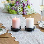 Set of 2 Black Iron Pillar Candle Holders Spike Candle Holder 3.6"/ 9cm Diameter. Ideal for Wax or LED Candle Gardens, Spa, and Aromatherapy, Incense Cones, Wedding, Party, Spa, as Pedestal - size: 2 Pcs