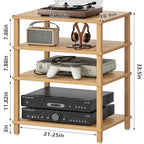 LELELINKY 4-Tier AV Media Player Stand, Natural Stereo Cabinet, Modern Audio Shelf, Wooden TV Stand,Game Console Shelf, Multifunctional Entertainment Center, Suitable for Home, Conference Room - color: Natural, size: 4 Tier
