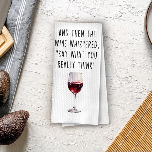 Wine Gifts Kitchen Towels - Funny Wine Lovers Gifts Waffle Decorative Dish Towels, Alcohol Gift Hand Towel, Hostess Gift Tea Towel, 16×24 Inches - color: Wine- 03
