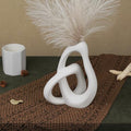 Unique White Ceramic Vases for Home Decor, 9.1" H Boho Nordic Aesthetic Modern Style, Decorative Vases for Home Decor Living Room