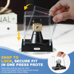 JupDec Championship Ring Display Case, Clear Acrylic Single Ring Holder with Durable Base, Dustproof Cube Showcase with Black Velvet Interior, Ideal Gift for Sports Memorabilia Fans - size: 1 Pack