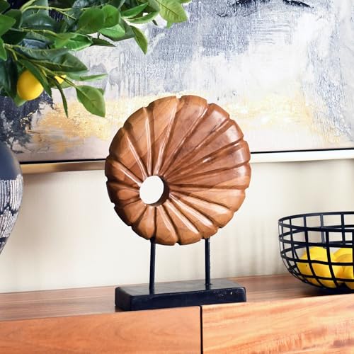 Teak Sculpture Home Décor for Shelf Sculpture with Base Decoration for Living Room, Bedroom, Office 13.8"X9.8"X3.5"