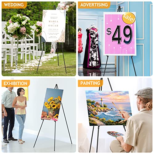 Thicken Display Easel Stand for Wedding - 63" Instant Tripod Collapsible Portable Sturdy Floor Easel - Easy Folding Adjustable Poster Metal Stand for Signs, Display Show, Artist, Art, Painting - Black - style: Black