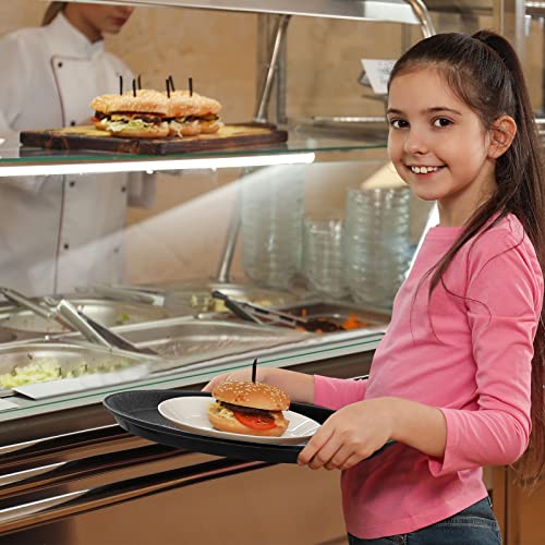 Zopeal 8 Pieces Black Round Restaurant Serving Tray, Plastic Non Slip Surface Food Meals Server Tray with Raised Edges for Home, Kitchen, Restaurant, Cafeteria, Bar (11",16") - size: 11", 16"