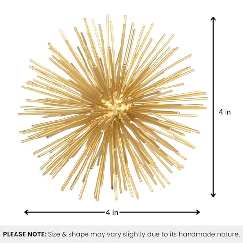 Torre & Tagus Spike Ball Gold Sphere Decor, Mid Century Modern Metal Gold Starburst for Home Decor On Shelf, Coffee Table, Wedding or Handmade Gift (4") - color: Gold, size: Small
