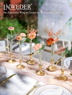 Bud Vases for Wedding Centerpieces: Set of 12 Clear Glass Flower Vase with Candlestick Holders for Table Party Decor - size: 12 PCs