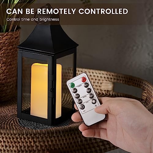 9PACK Outdoor Waterproof Plastic flameless Candles with Remote Control LED Flickering Battery Operated Pillar Candles Cycling 24 Hours Timer (D3 xH5.5) for Camping, Weddings, Party,Home Decoration - color: H16# 9pack Pastic