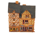 Ceramic Art Handmade Tealight Candle Holder Room Decoration Handcrafted Collectible Miniature Aroma Light House Traditional Half-Timbered Houses in The Old Town of Rennes, France B299AR*