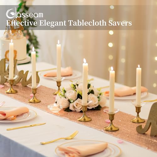 Glasseam Glass Candle Drip Protectors for Candle Stick Holder, Clear Bobeches for Chandeliers Set of 24, Round Bobeche Candle Guards for Taper Candle Holder, Wax Catchers for Candles Dining Room Decor - color: Clear, size: Flat-24pcs