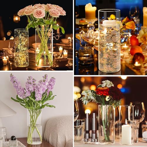 Humicane Candle Holder,Open Ended Glass Candleholder Multiple Size Choices,Clear Cylinder GlassCandle Holder for Wedding Centerpieces,Home Decor(3pcs:8x4", 3pcs: 8x3.5") - size: 4''×8''H 6PCS