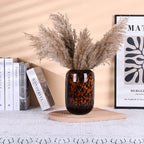 8.2in Amber Vase,Brown Glass,Round Art,Modern Clear Glass Vase,Decorative Bottles for Home Decor,Farmhouse Centerpiece,Wide for Living Room, Kitchen,Office, Dining (S) - size: Small